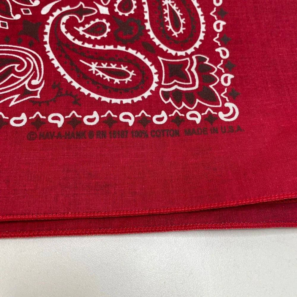 Lot of 10 Pc Vintage Hav-A-Hank Paisley Bandanas Red Navy Blue Cotton Made USA
